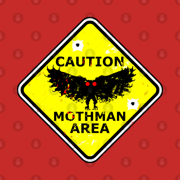 Caution Mothman Danger Sign Yellow Road Cryptid Funny by National Cryptid Society