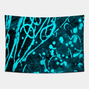 Abstract bright neon batik lines and dots print design Tapestry