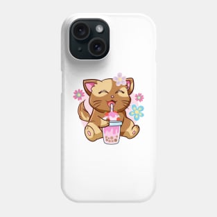 Boba Cat Tea Neko Girl Teen Bubble Kawaii Anime Japanese Phone Case