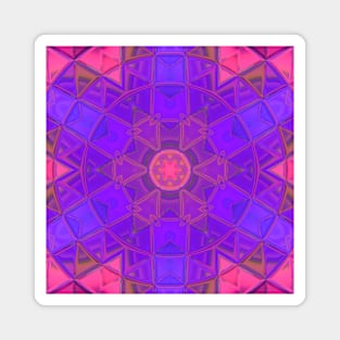 Mosaic Kaleidoscope Flower Pink and Purple Magnet