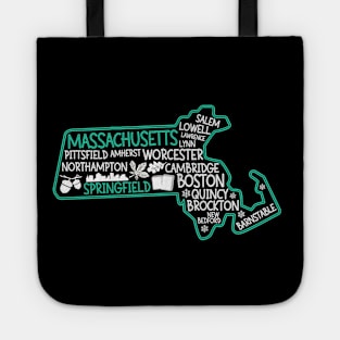 Massachusetts Springfield cute map Salem Lowell Lawrence Lynn Worcester Tote