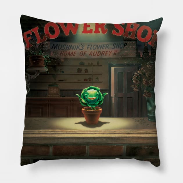 Little Shop of Horrors Flower Shop Pillow by Edumj
