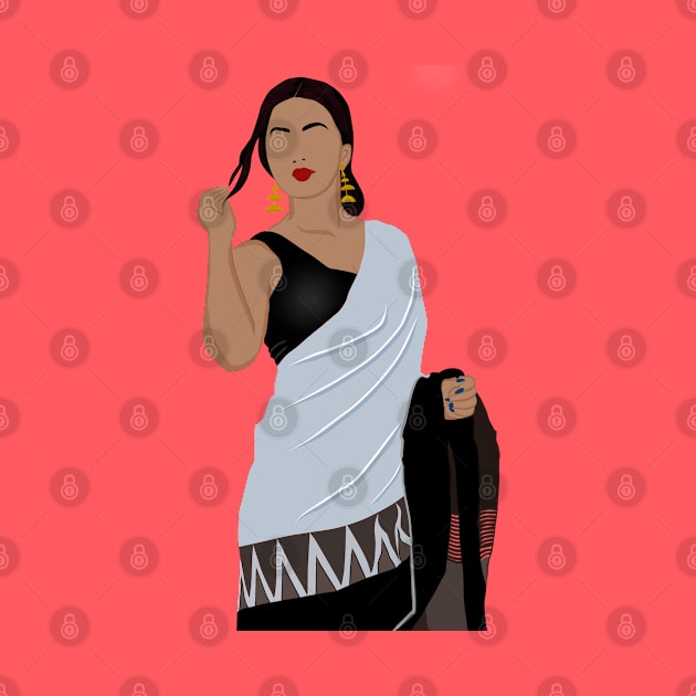 Faceless Indian woman in saree and sleeveless black blouse by The Shop Sparks