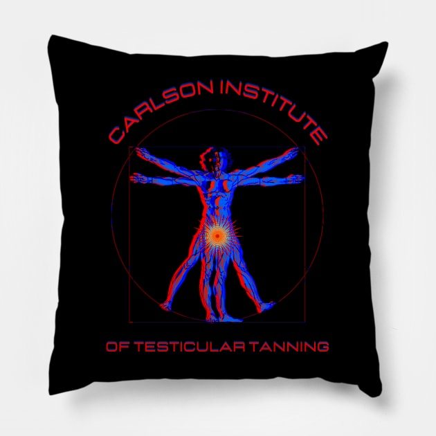 CARLSON INSTITUTE OF TESTICULAR TANNING Pillow by TJWDraws