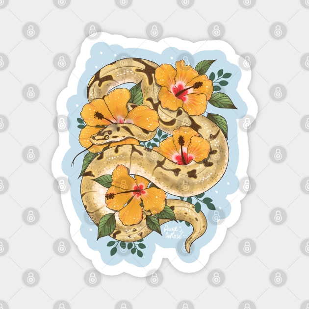 Ball Python and Hibiscus Flowers - Ball Python - Magnet | TeePublic