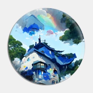 Dreamy Blue House Treasured in the Forest Floras of the Jungle Pin