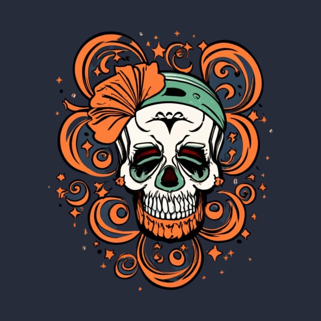 Fun Skull with Bandana and Flower by emblemat2000@gmail.com