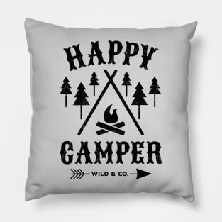 Happy Camper (Black) Pillow