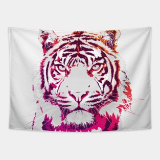 Cool Pink and Orange Sunset White Tiger Tapestry