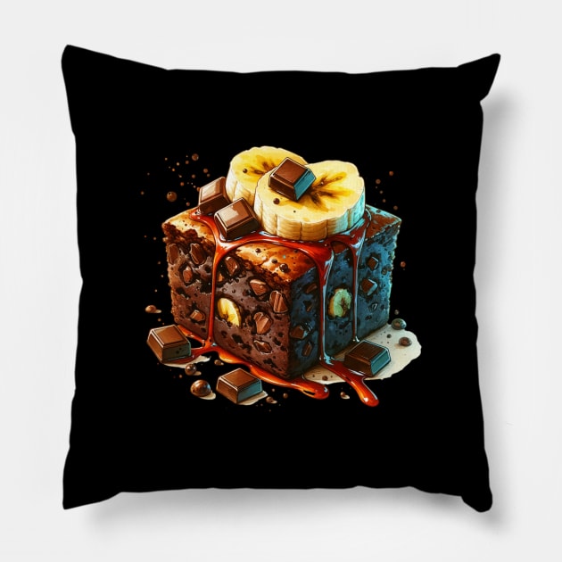 Brownie Banana Kawaii Breakfast Yummy Vintage Salted Sweet Pillow by Flowering Away