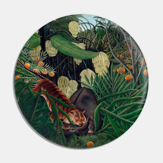 Henri Rousseau Fight between a Tiger and a Buffalo Pin by SybaDesign