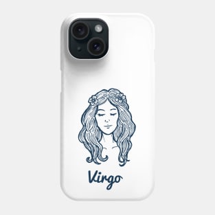 Virgo Zodiac Horoscope with Beautiful Women Girl Face with Flower Sign and Name Phone Case