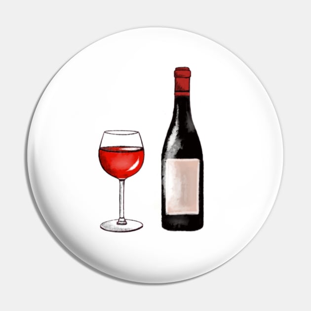 Wine lovers Pin by hande.draws