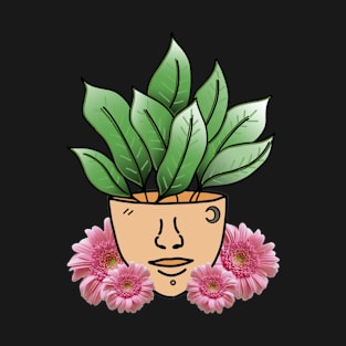 Dumb Cane Tropical House Plant with Pink Gerber Daisys T-Shirt