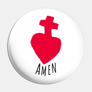 Amen Sacred Heart Pin