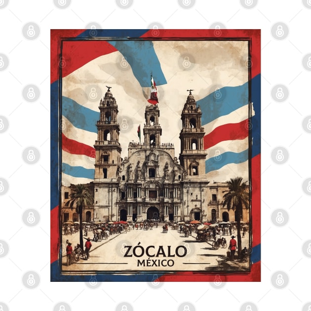 Zócalo de Mexico Vintage Poster Tourism by TravelersGems