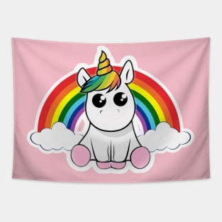 Unicorn "My Love" with rainbow and clouds Tapestry