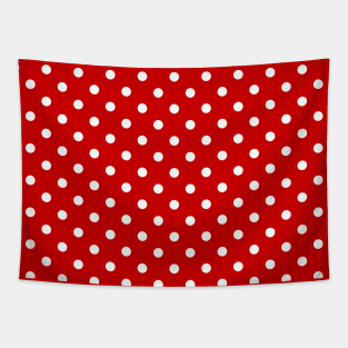 Red and White Polka Dots Pattern Tapestry