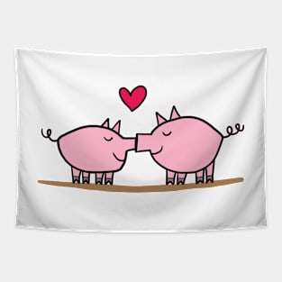 pig kiss Tapestry