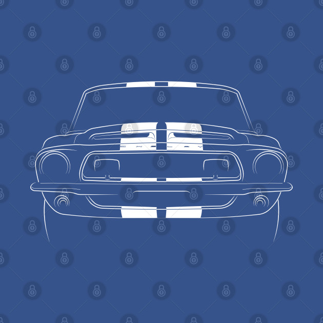 Discover 1968 Ford Mustang GT 500 - front stencil, white - Mustang - T-Shirt