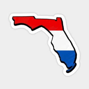 Red, White, and Blue Florida Outline Magnet