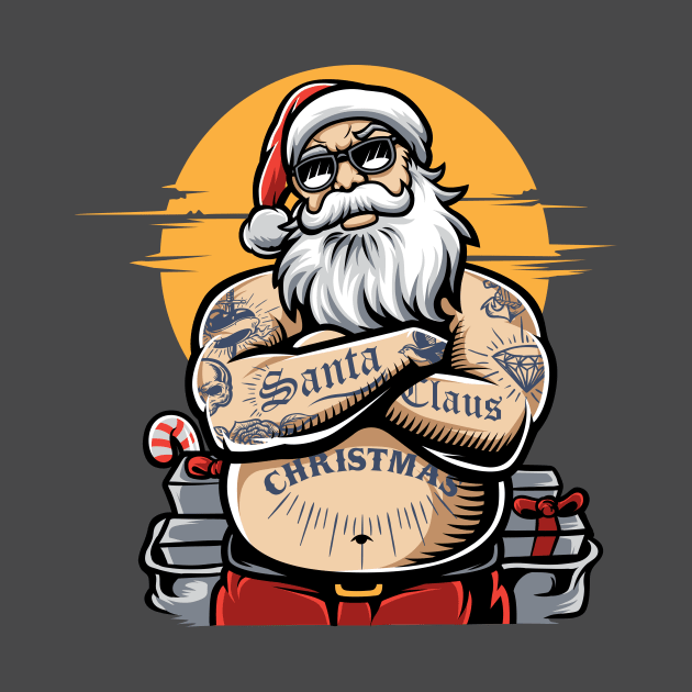 Tattooed Santa Claus // Funny Tatted Up Santa by SLAG_Creative