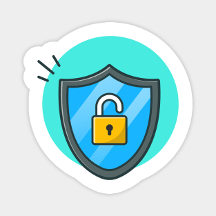 Security shield with padlock cartoon Magnet