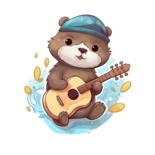 Cute Beaver Playing Guitar T-Shirt