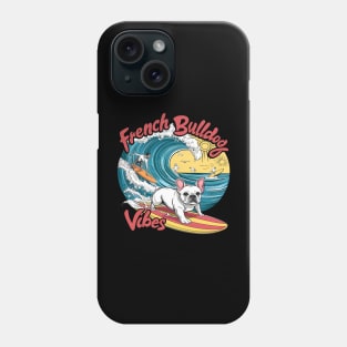 Surfing French Bulldog Catches Wave Phone Case