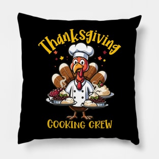 Thanksgiving Cooking Crew - Funny Turkey Chef Design Pillow