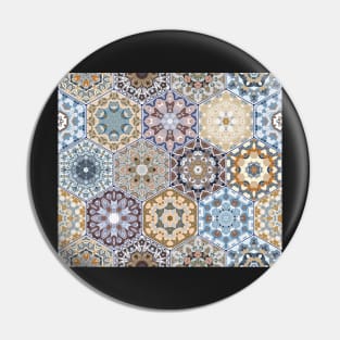 Hexagonal Oriental and ethnic motifs in patterns. Pin