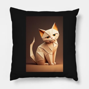 Cute Cat Portrait Paper Art Style Pillow