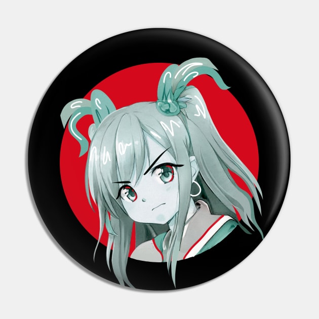 Red Sun Anime Girl Pin by Danialliart