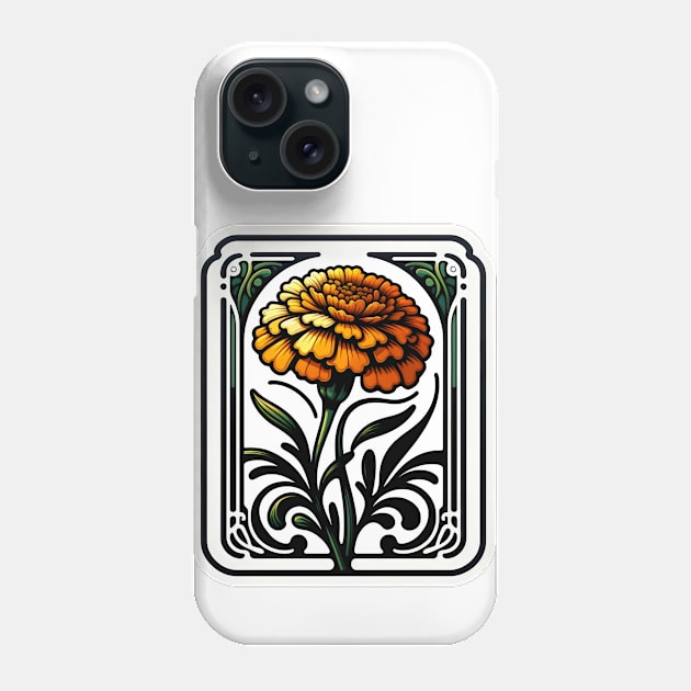 art nouveau marigold october Birth Month Flower Phone Case by OddHouse