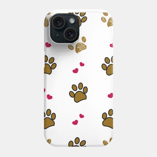 Paw print with red heart Phone Case by GULSENGUNEL