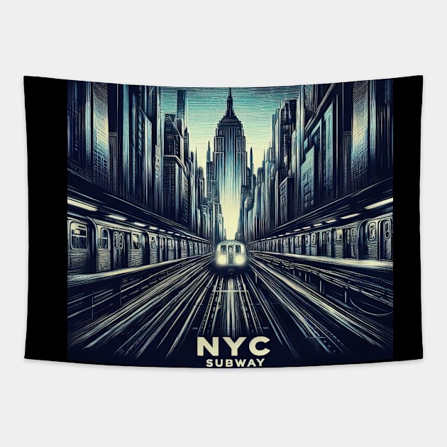 New York Subway NYC Subway Train Tapestry by Nysa Design