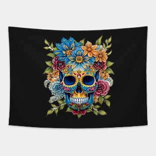 Sugar Skulls and Flowers Tapestry