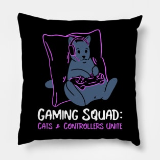 Gaming Squad: Cats & Controllers Unite Pillow