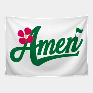 Amen Master Golf Tournament Golfing Girl Pink Flower Tapestry