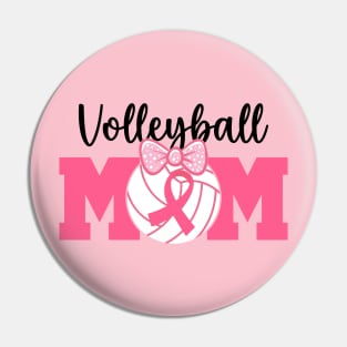 Volleyball Mom Pink Ribbon Breast Cancer Awareness Fighters Pin