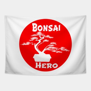 Lettering 'BONSAI HERO' with bonsai tree Tapestry