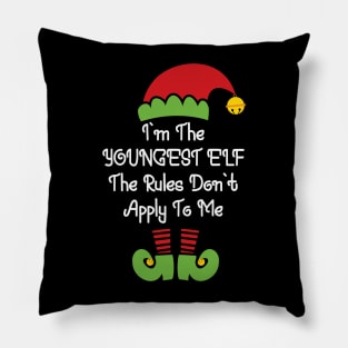 I'm the youngest elf, the rules don't apply to me Funny Elf Costume Christmas Matching Family Gift Pillow