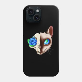 Blue Rose Cat Skull Phone Case