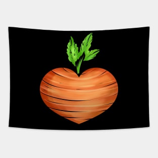 Carrot In Heart Shape - Vegetarian - Go Vegan Tapestry