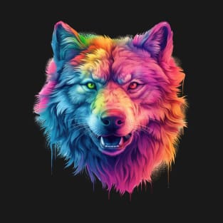 Rainbow Spirit: Trippie Wolf in Pastel Hues T-Shirt