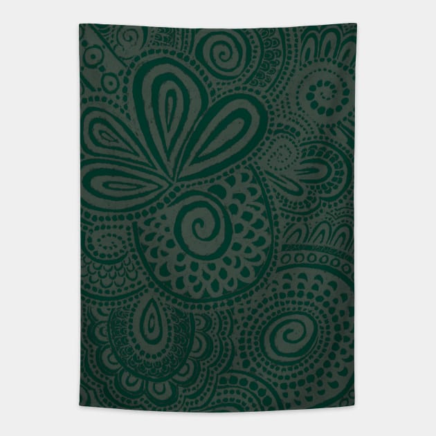 Silver Green Pina Swirls Tapestry by AmyMinori