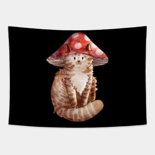 Toadstool Mushroom Cat Tapestry