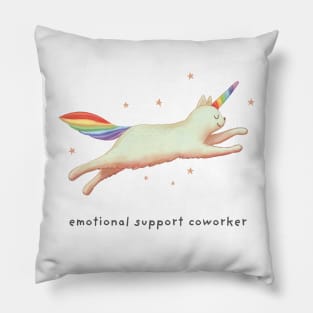 Emotional Support Coworker with Unicorn Cat Gift for co-workers Pillow