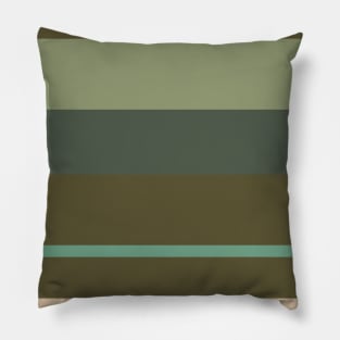 A super pattern of Soldier Green, Beige, Grey/Green, Greyish Teal and Gunmetal stripes. Pillow