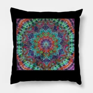 Green red purple tie dye mandala psychedelic grateful dead head phish tour festival art Pillow